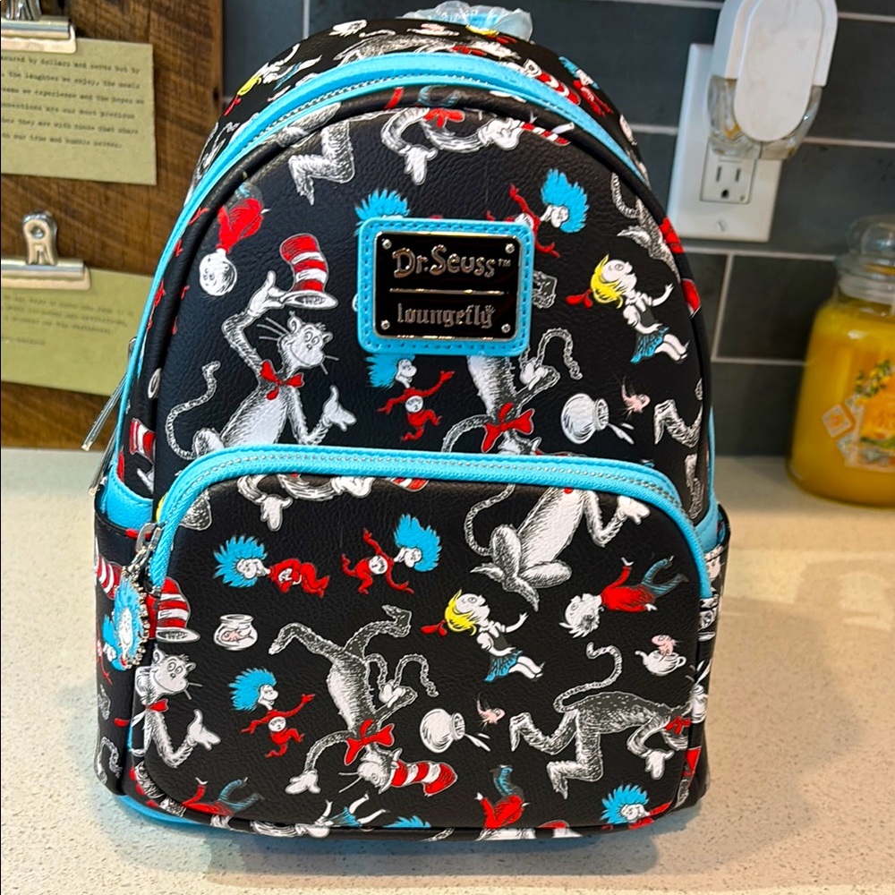 Dr Seuss Cat in the Hat All Over Print Loungefly NWT